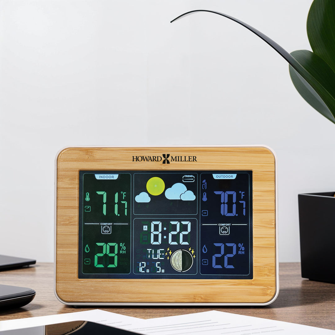 Howard Miller Bamboo Weather Station Alarm Clock