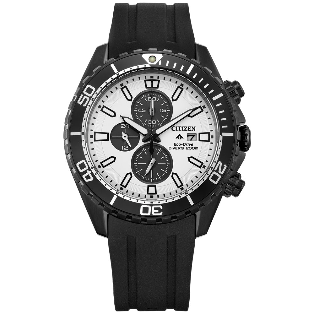 Montre de plongée Citizen Eco-Drive PROMASTER avec cadran blanc et bracelet noir