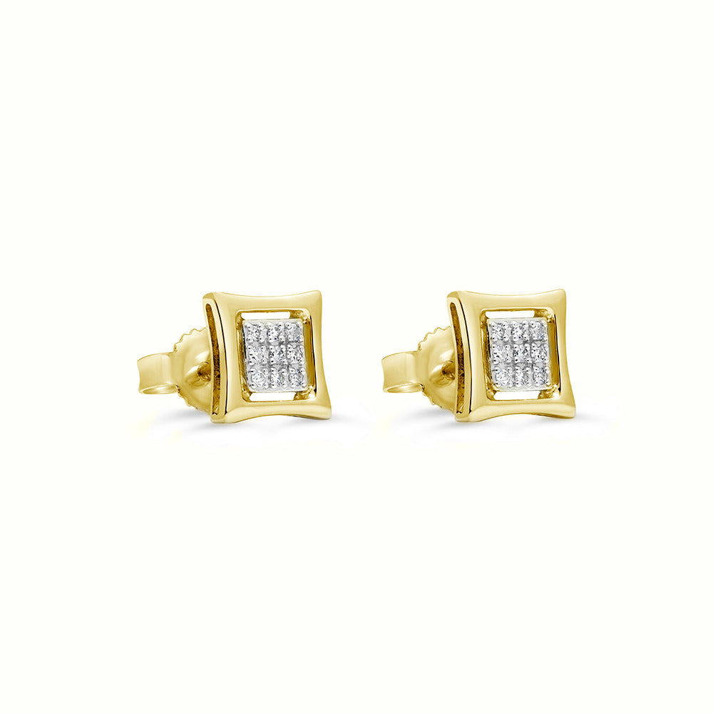 Victoria's Finest Yellow Gold Frames Sparkling Ddiamond Earrings, 10k, .10tcw