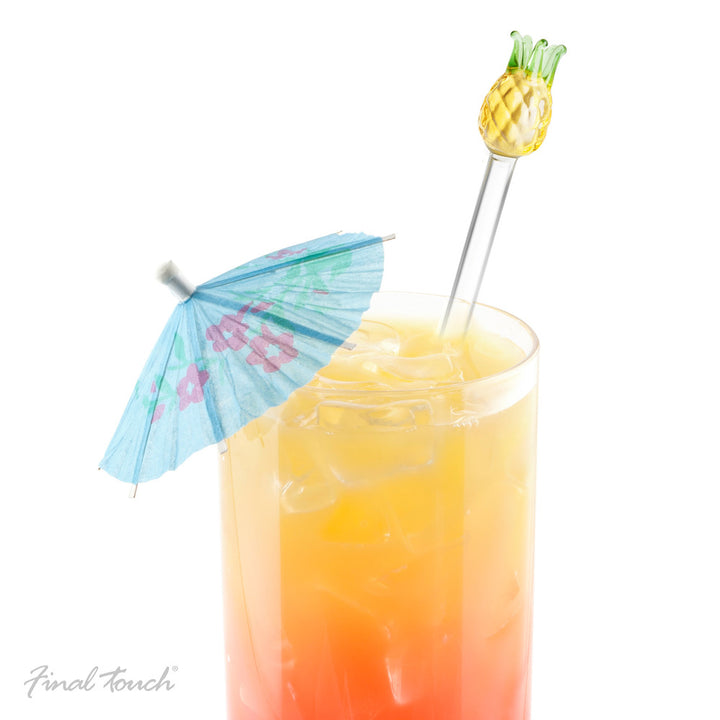 Final Touch® Glass Pineapple Drink Stirrers - Set of 6