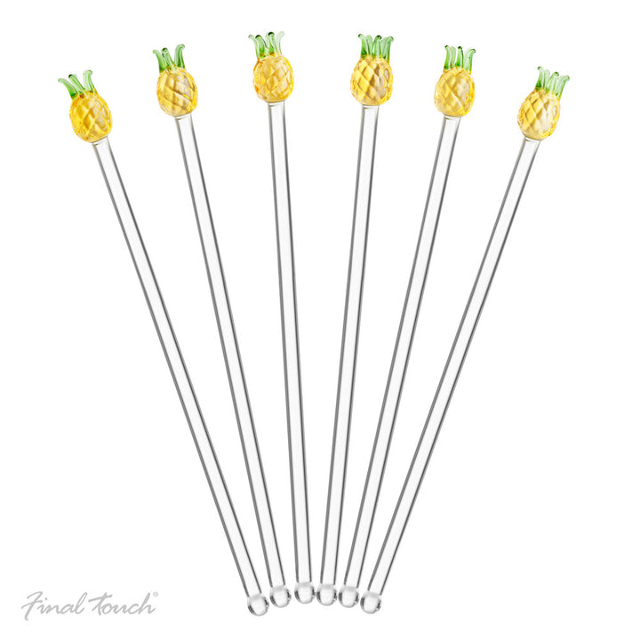 Final Touch® Glass Pineapple Drink Stirrers - Set of 6