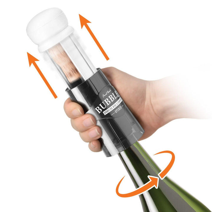 Final Touch® Bubbles Sparkling, Champagne, Bubbly Glass Set with Opener - 10 oz (300 ml)