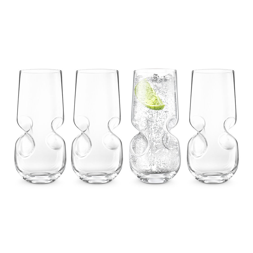 Final Touch® Bubbles Seltzer / Bubbly Beverage Glasses - Set of 4 - 17 oz (500 ml)