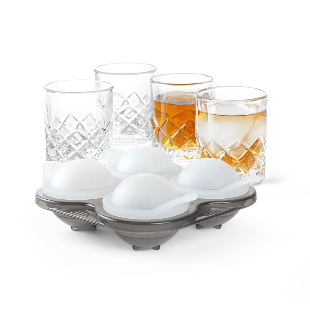 Final Touch Yarai Shiver Ice Ball Shots - 4 Glasses with Ice Mould