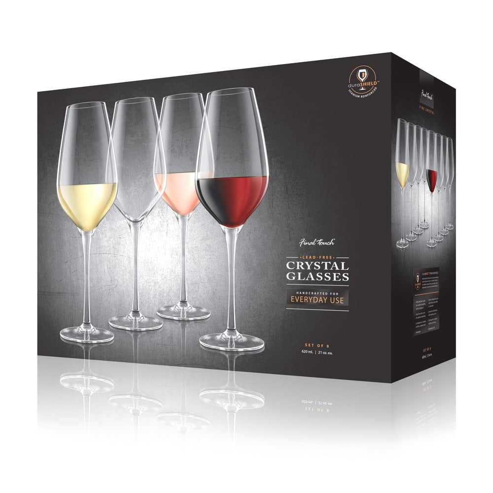 Final Touch® Everyday Lead-Free Crystal Wine Glasses - Set of 8