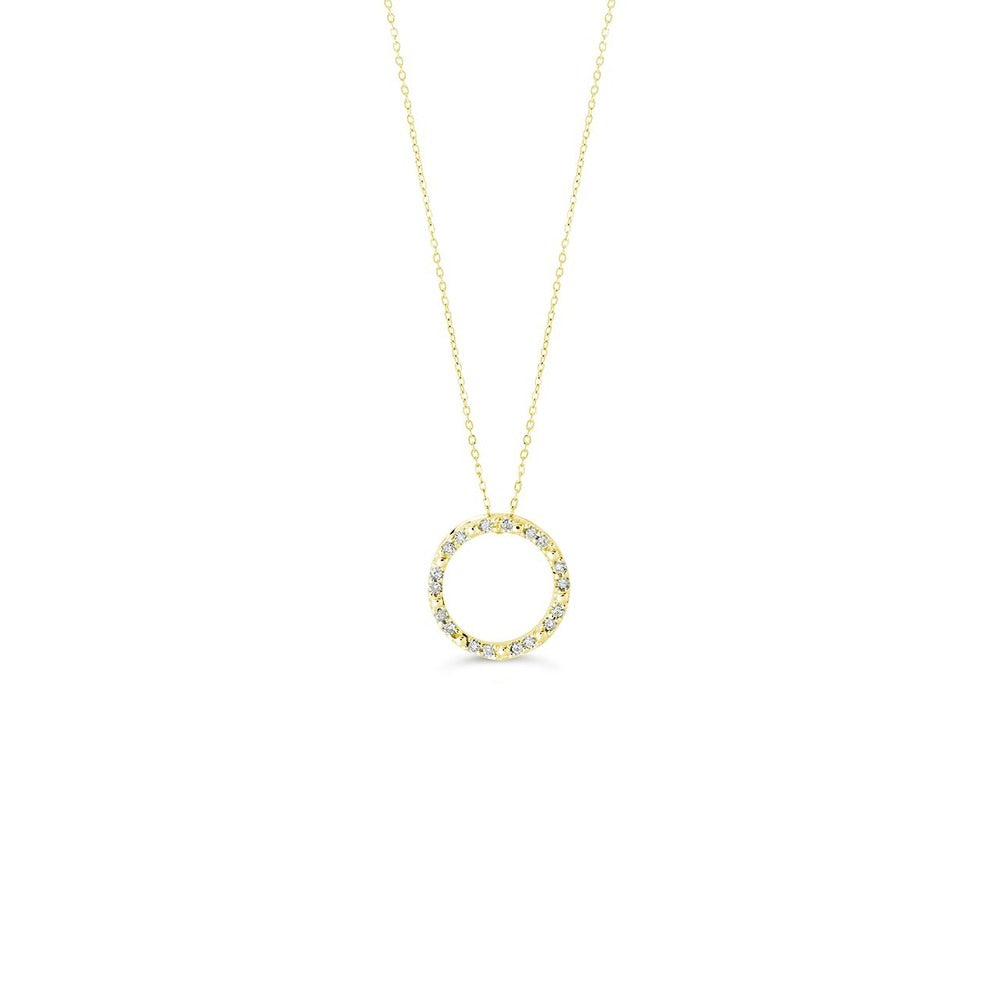 Victoria's Finest Yellow Gold Diamond Circle of Life Pendant with adjustable 18" chain, 10k, .10ctw