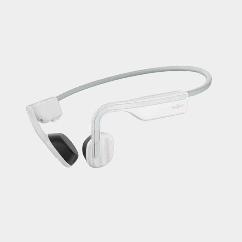 Casque Bluetooth Shokz OpenMove avec micro à conduction osseuse - Léger - Résistant à l'eau IP55 - Blanc alpin