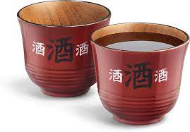 Final Touch® Wood Sake Cups - Set of 2 - Red