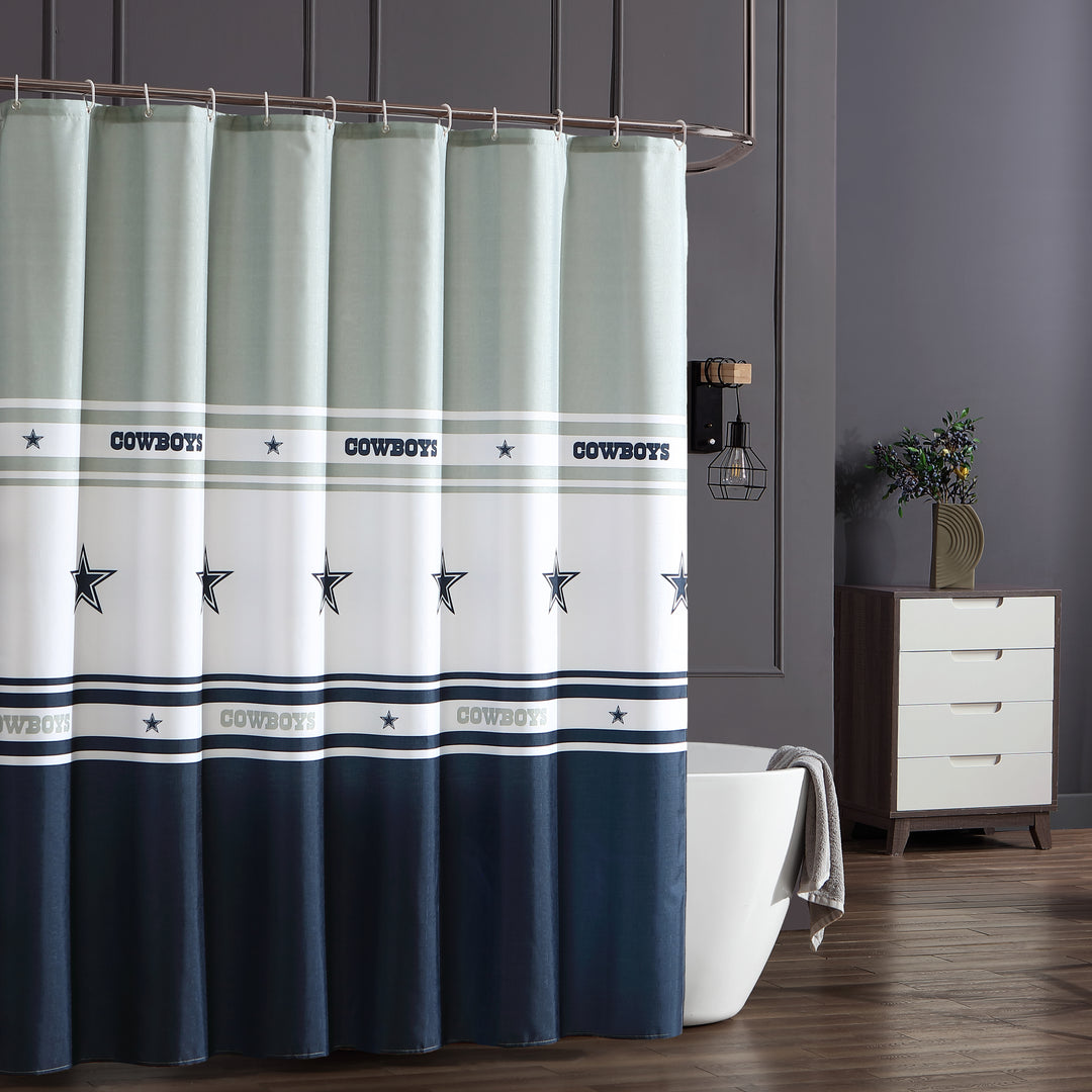 Dallas Cowboys Water-Repellent Textured Fabric Shower Curtain