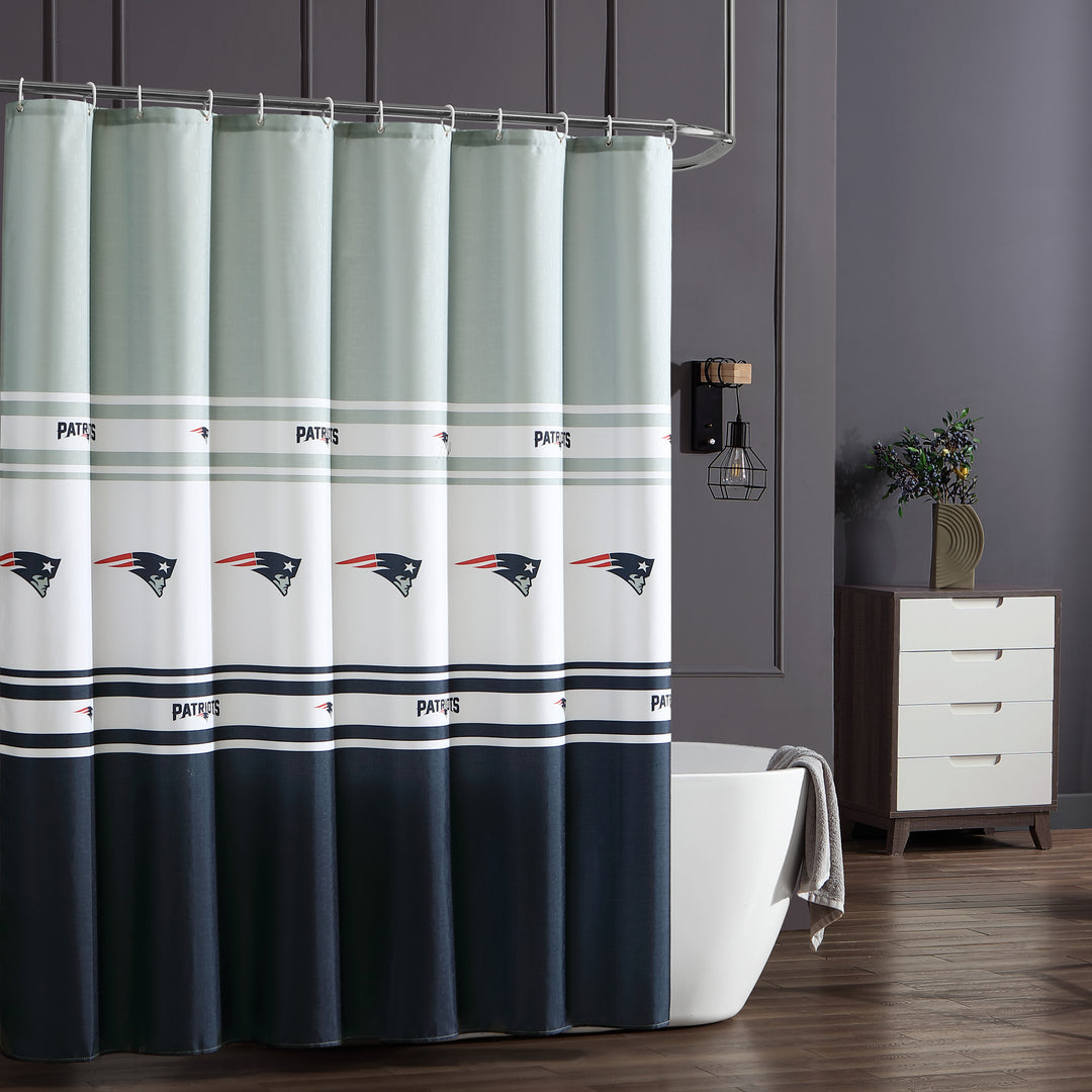 New England Patroits Water-Repellent Textured Fabric Shower Curtain