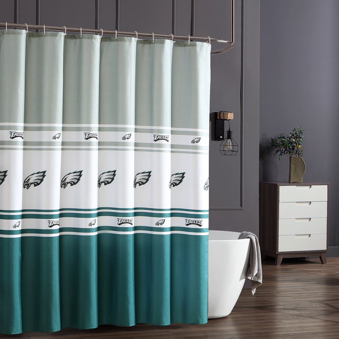 Philadelphia Eagles Water-Repellent Textured Fabric Shower Curtain