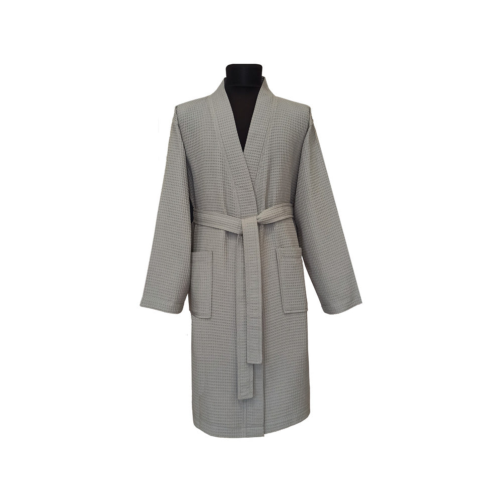 Talesma Waffle Kimono Bathrobe with Loops - Grey - Large / Extra Large