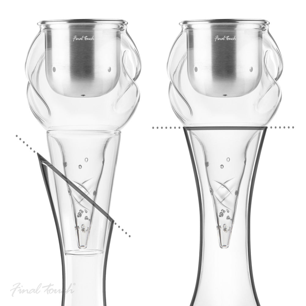 Aérateur en acier inoxydable Conundrum Final Touch® pour carafes à vin